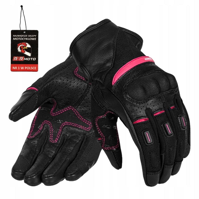 Rękawice damskie Seca Axis Mesh II Lady Fuchsia czarny różowy