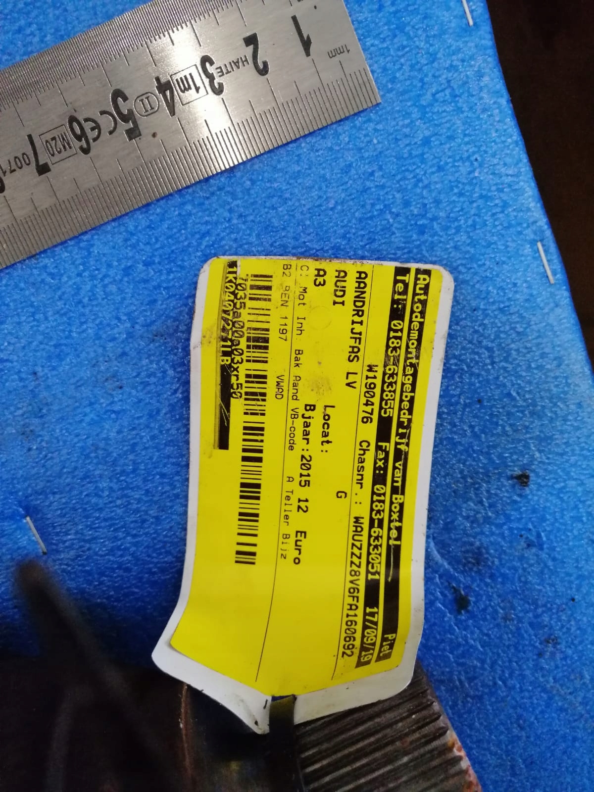 semi-axis AUDI A3 2015 R left 1.2 petrol 1K0407271LB
