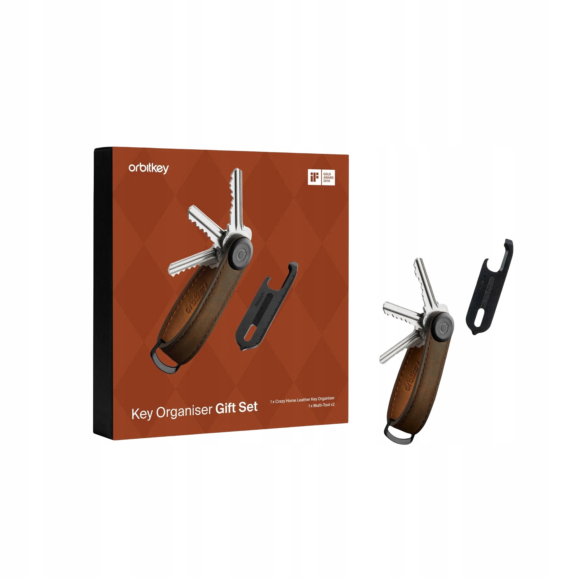 Organizér na klíče a Multi Tool v2 Orbitkey Kožený Dárková Sada