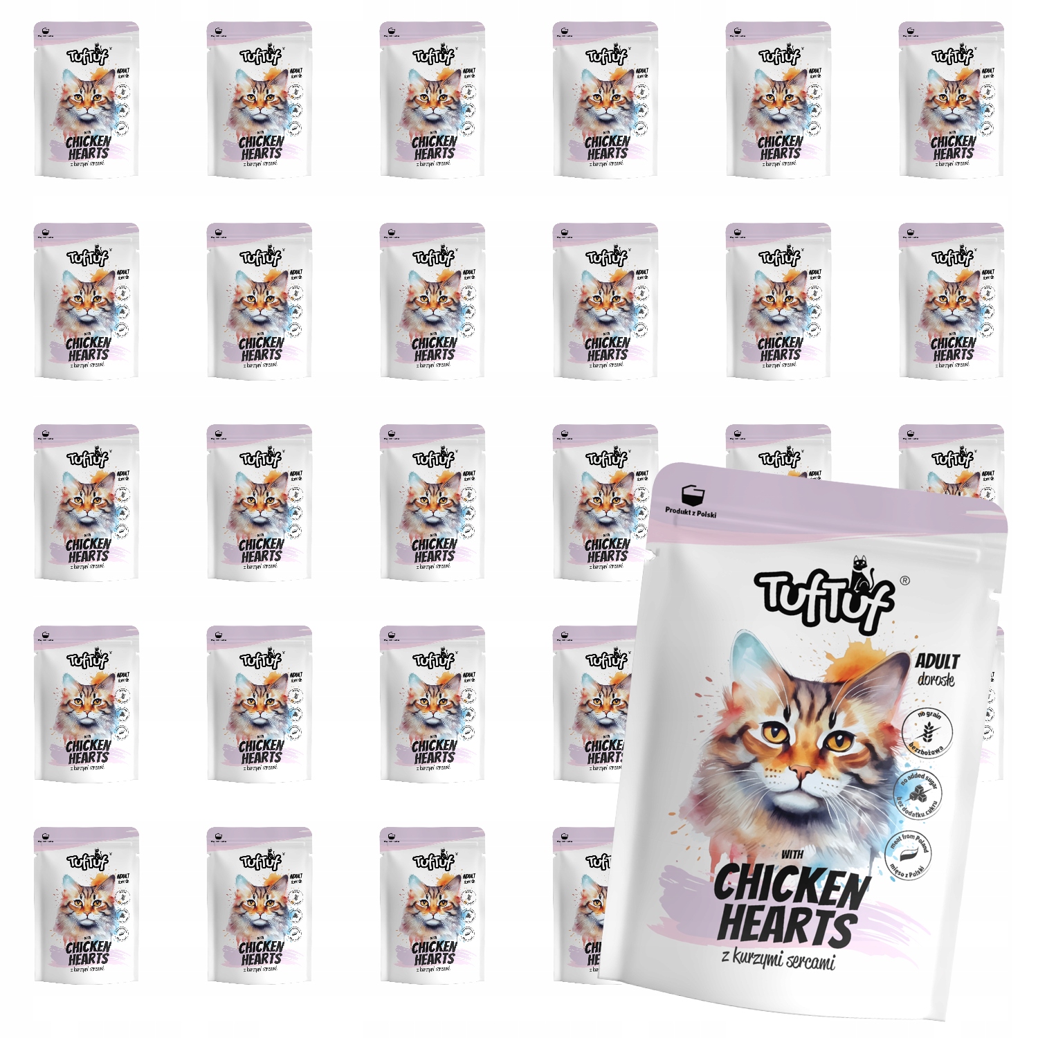 Levně Mokré Krmivo Pro Kočky TufTuf Kapsička mletý s kuřecími srdíčky 40x100 g