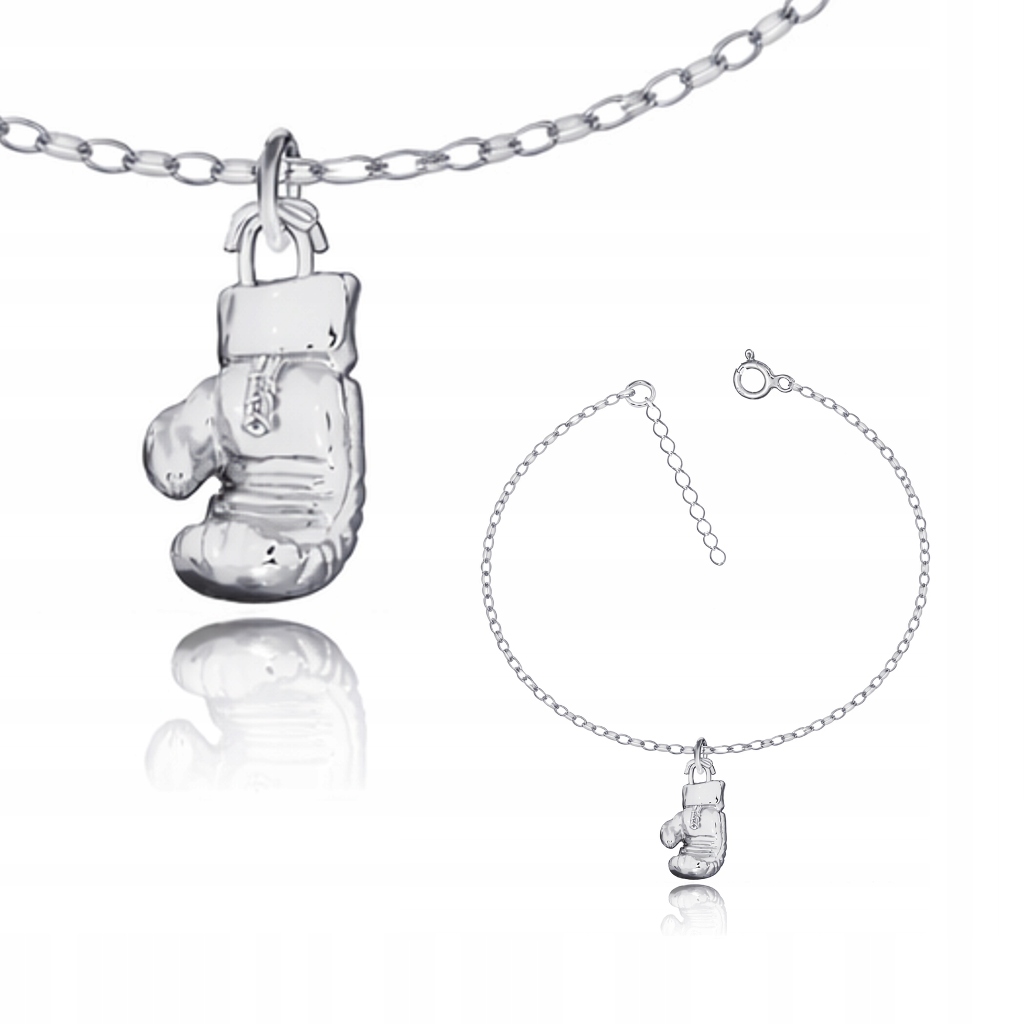 Stříbrný oválný boxerský náramek Rolo s 3D boxerskou rukavicí Stříbro ryzost 925