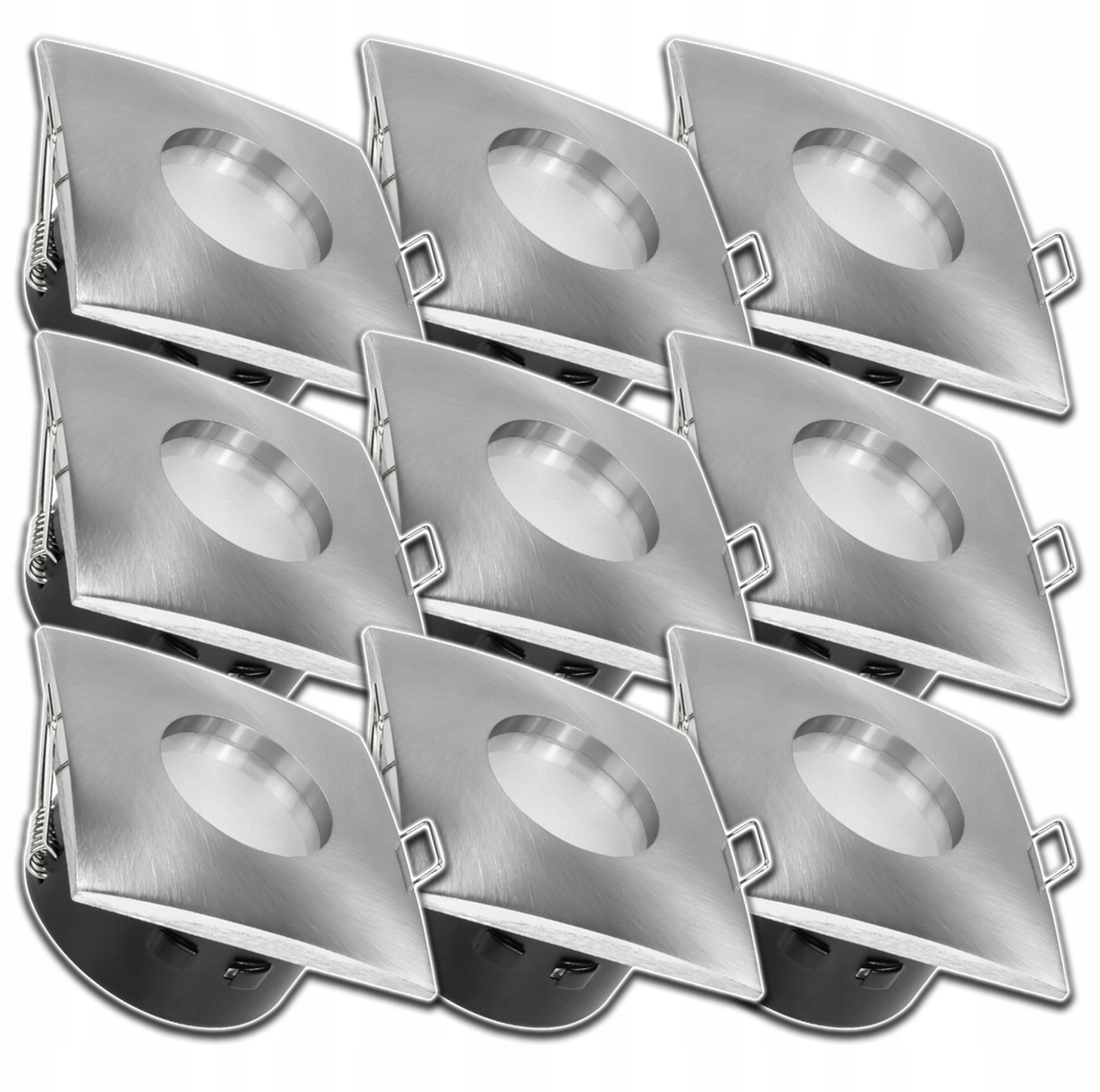 9x Zapuštěné Čtvercové Stropní Svítidlo Vodotěsné Podomítkové Ip Halogenové