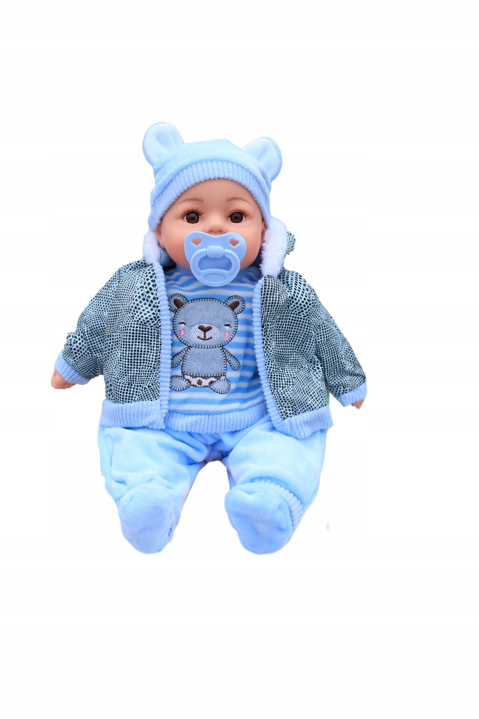 DUŻY BOBAS 45CM MÓWI I ŚPIEWA PO POLSKU LALKA +SMOCZEK+BUTELKA CHŁOPIEC Marka Adar