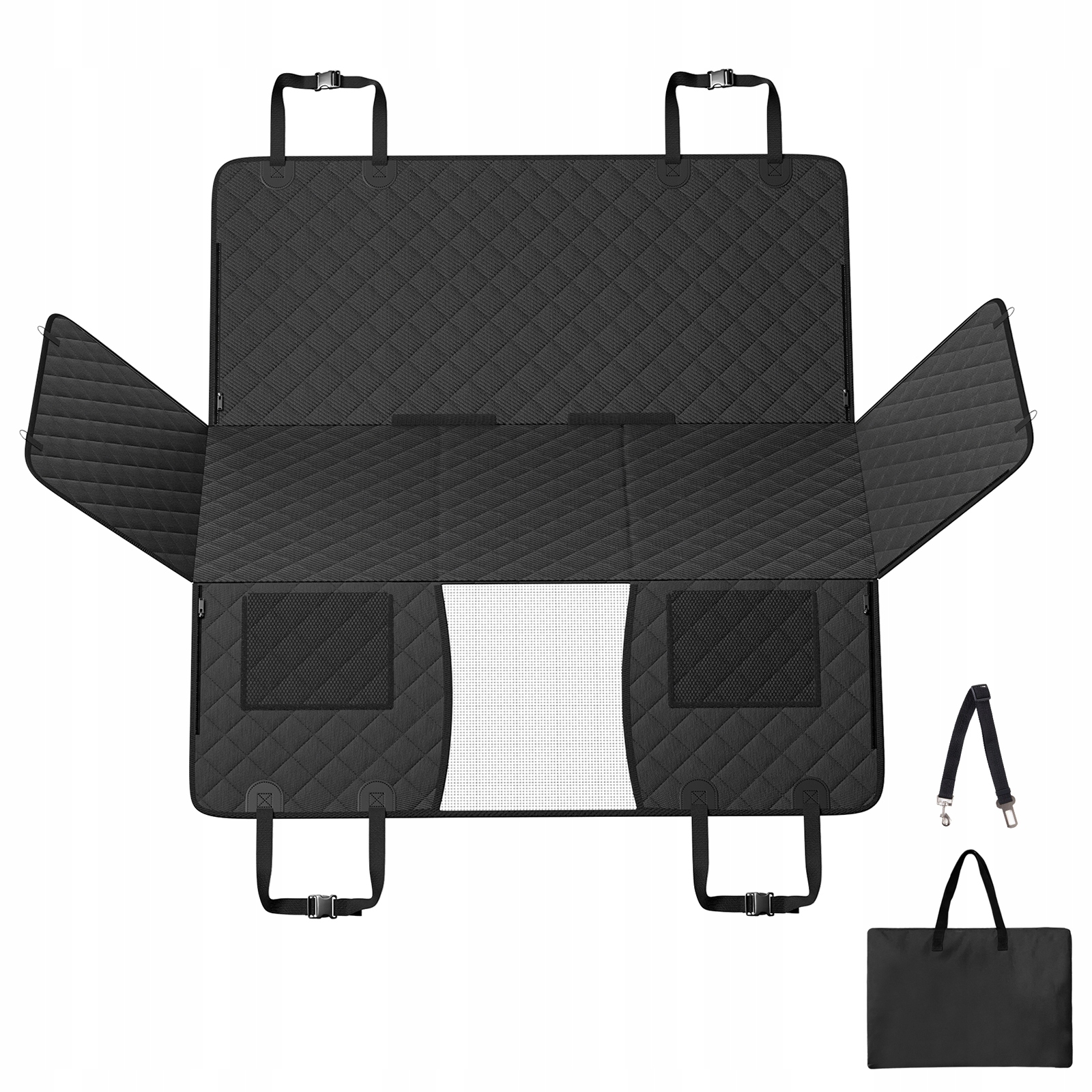 SucceBuy Potah na sedadlo auta 132 x 63 cm, barva černá, tkanina Oxford