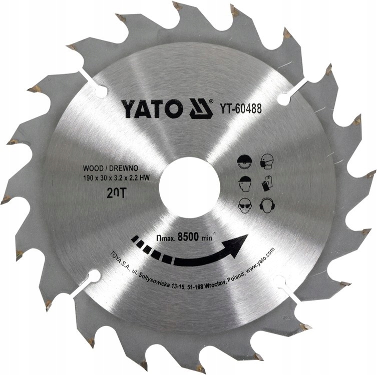 

Tarcza Widiowa Do Drewna 190X20TX30MM Yato