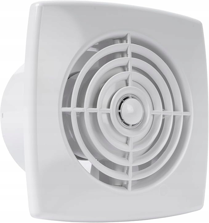 Elektrický koupelnový ventilátor 150 mm, bílý, se senzorem a časovačem.