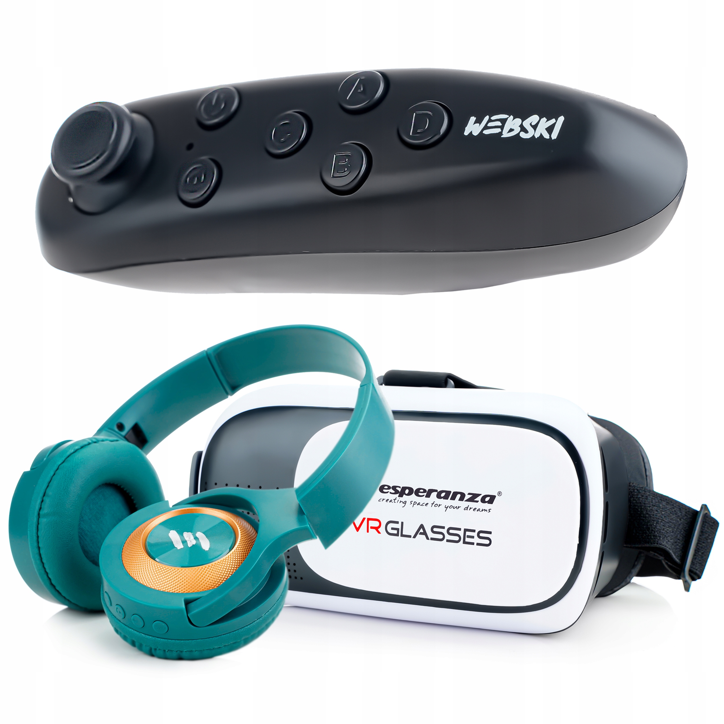 GOGLE OKULARY 3D VR DO TELEFONU Z KONTROLEREM BT