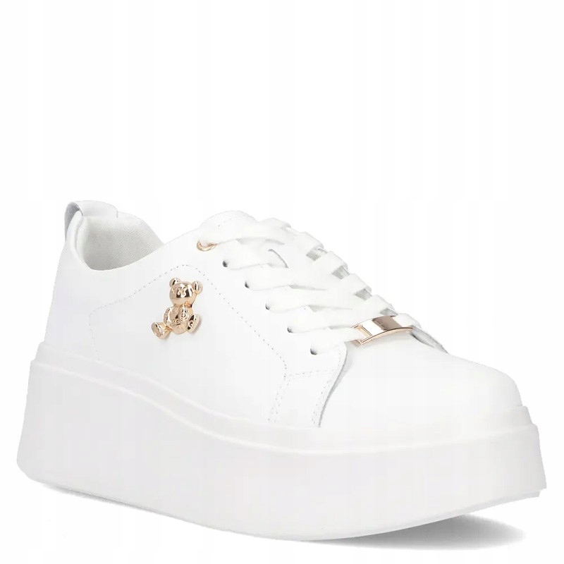 Filippo DP6246/26 Bílé Kožené Tenisky Adidasy Na Platformě 39