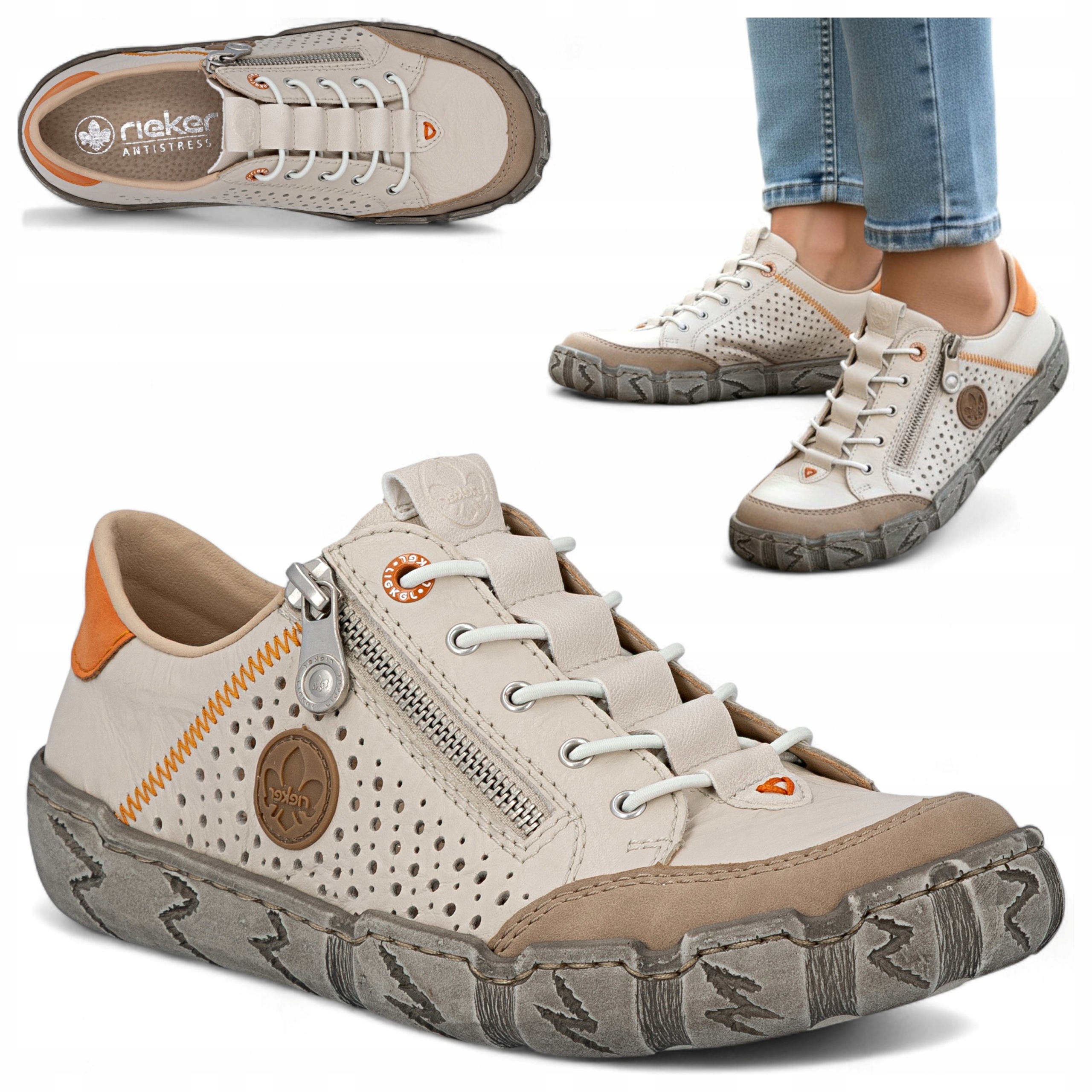 Rieker 39 Jarní dámská obuv Přírodní Kůže Pohodlné lehké polobotky