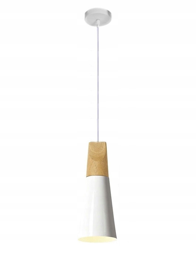 

Lampa Scandi B biała sufitowa drewno metalowa