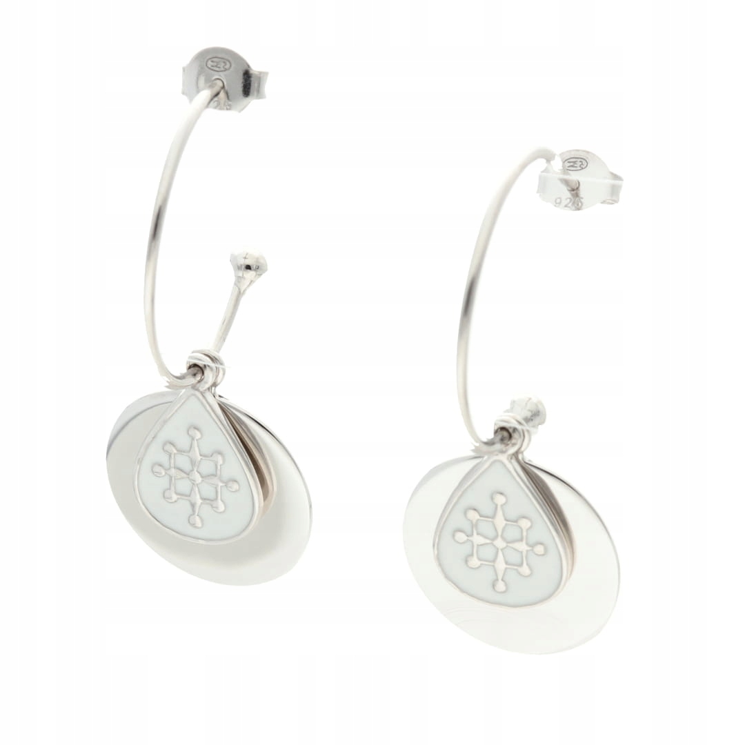 Náušnice s kruhy a bílou smaltovanou stříbro