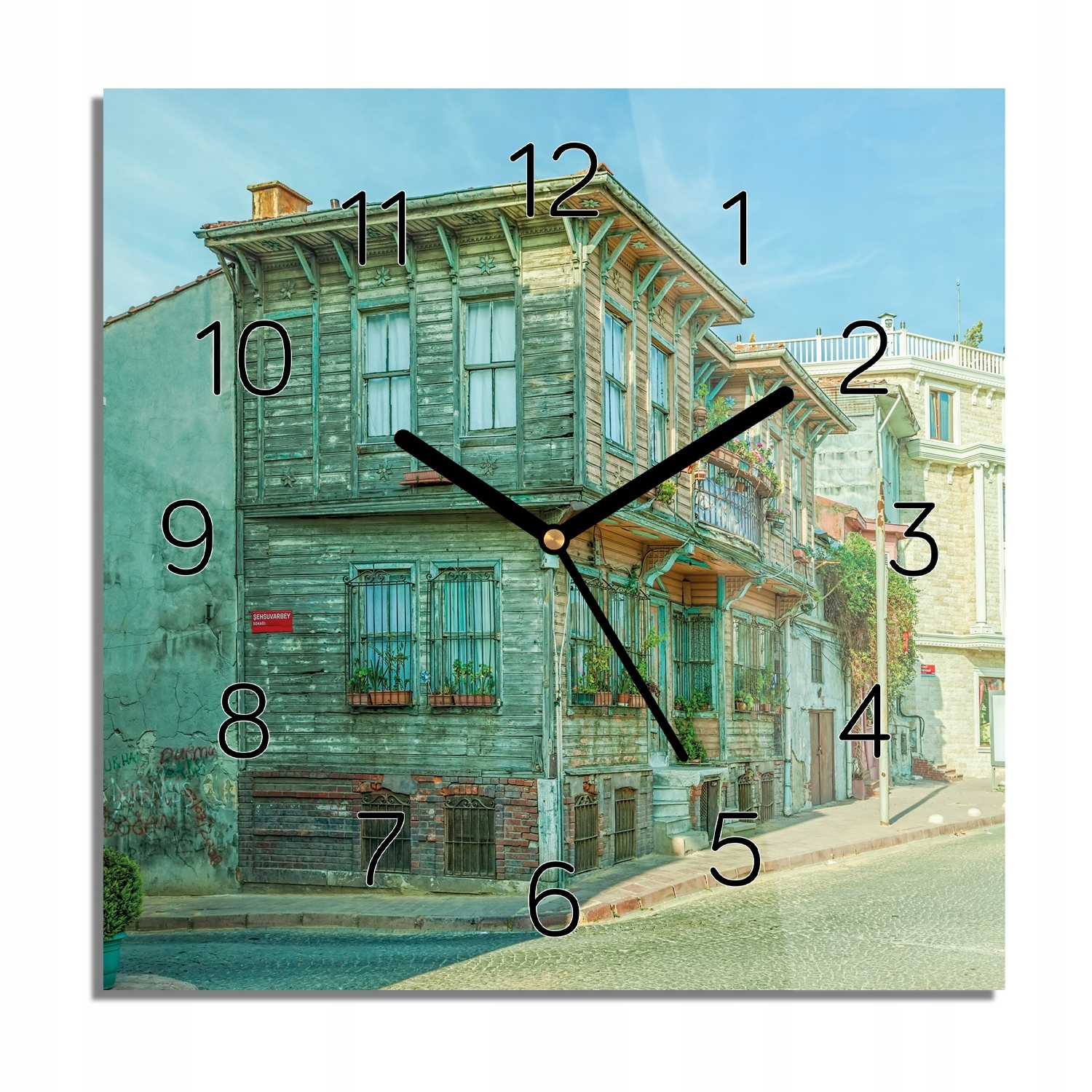 

Dom Turcja kwiaty zegar na szkle ze zdjęciem 30x30