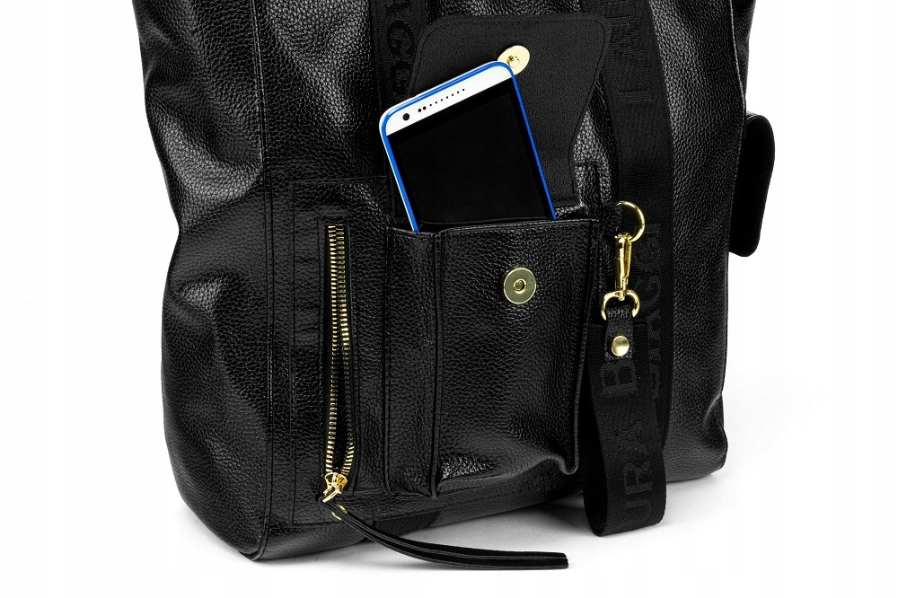 TOREBKA DAMSKA SHOPPER LISTONOSZKA LAURA BIAGGI BIAŁA A4 NA RAMIĘ Z LOGO Styl miejski