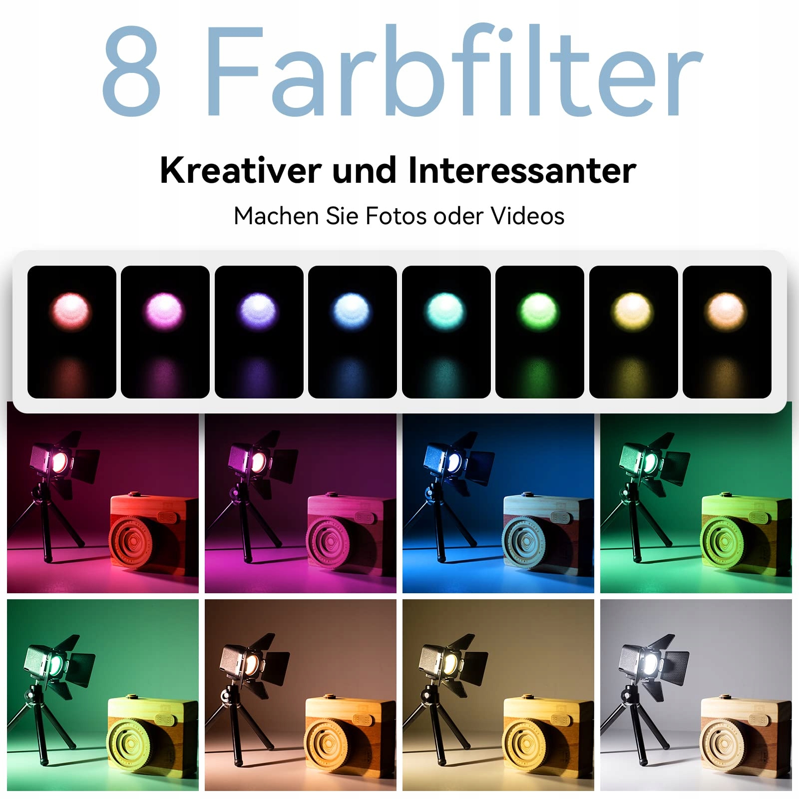 SMALLRIG Mini Lampa LED Wodoodporna Z 8 Filtrami Do Smartfona Vloga DSLR — miniatura 6