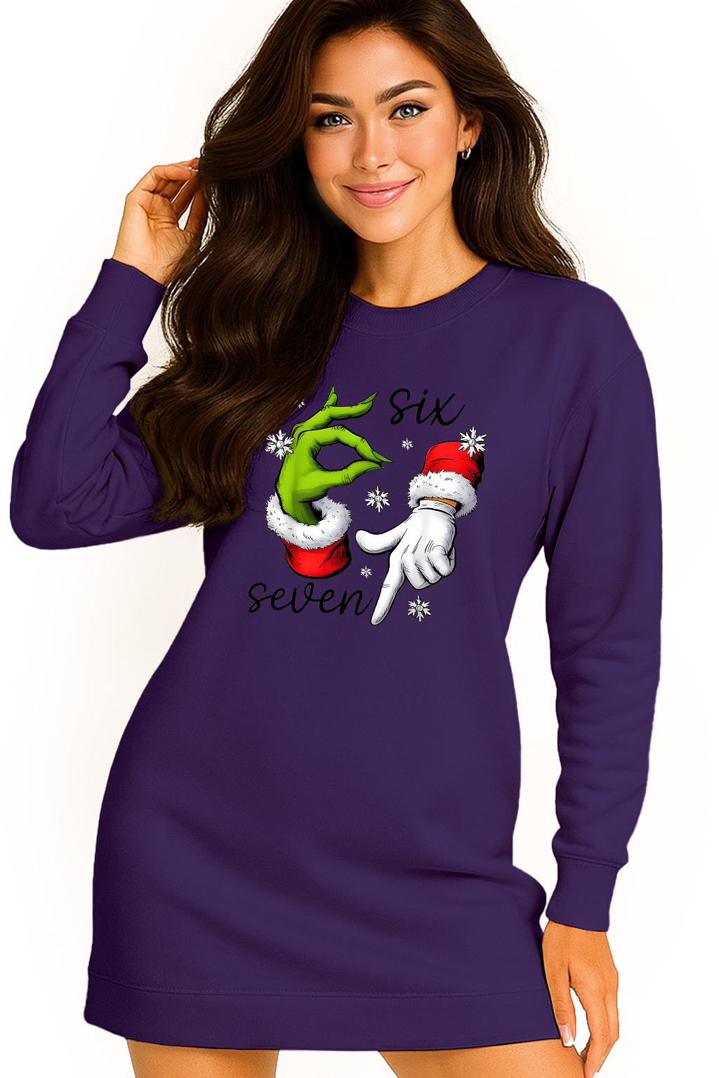 Mikina Dámská Vánoční Oversize Šaty Six Seven 67 Grinch Dárek XXL