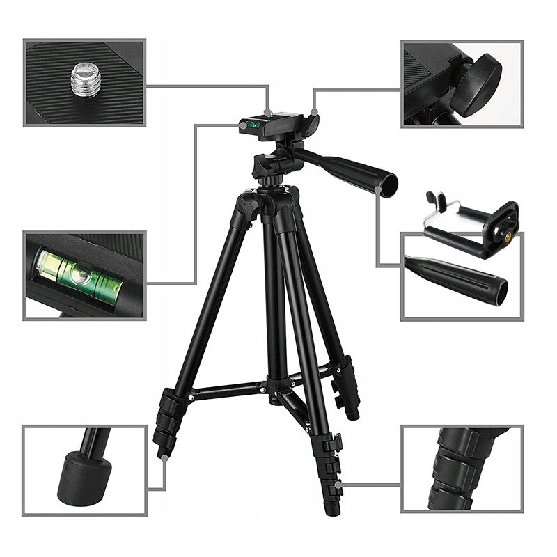 Solidny Statyw 4w1 Tripod Pilot Bluetooth Uchywt na Telefon Aparat 133cm Marka Renew Force