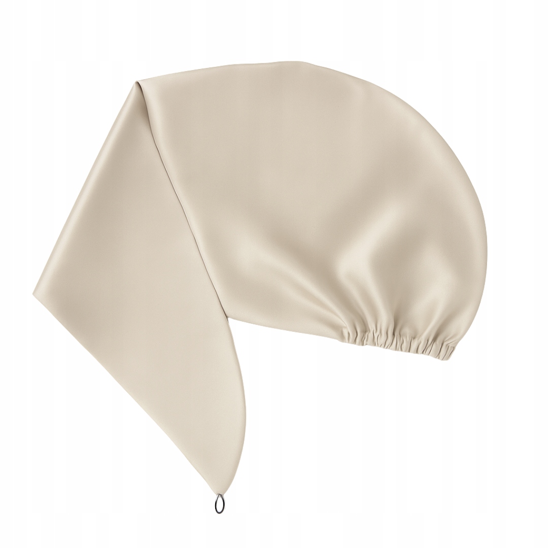 Hedvábný dvouvrstvý turban na spaní 100% hedvábí zlatý nude