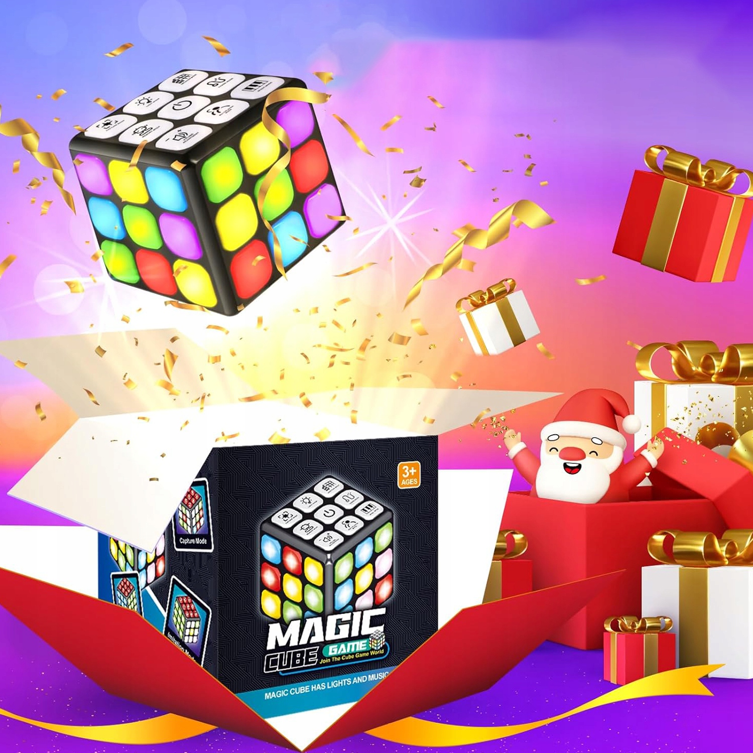 LIGHT UP CUBE TOY ELEKTRONICZNE GRY PRZENOŚNE LED KOSTKA RUBIKA POP IT GRA Materiał plastik