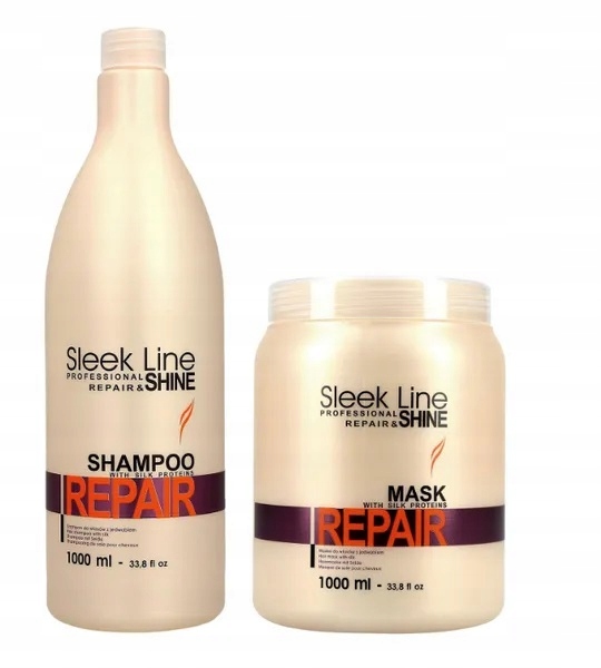 XXL STAPIZ SLEEK LINE REPAIR MASKA 1L + SZAMPON 1L XXL 2L