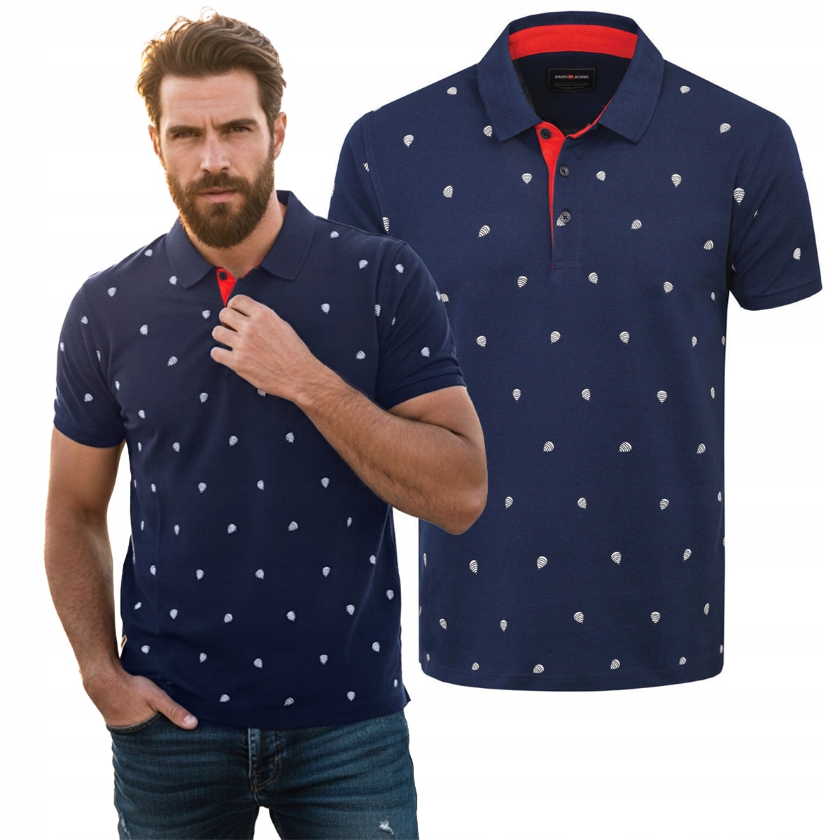 polokošile Pánské Hrubá Bavlna Tmavě Modrá s balónky Aviator Pako Jeans