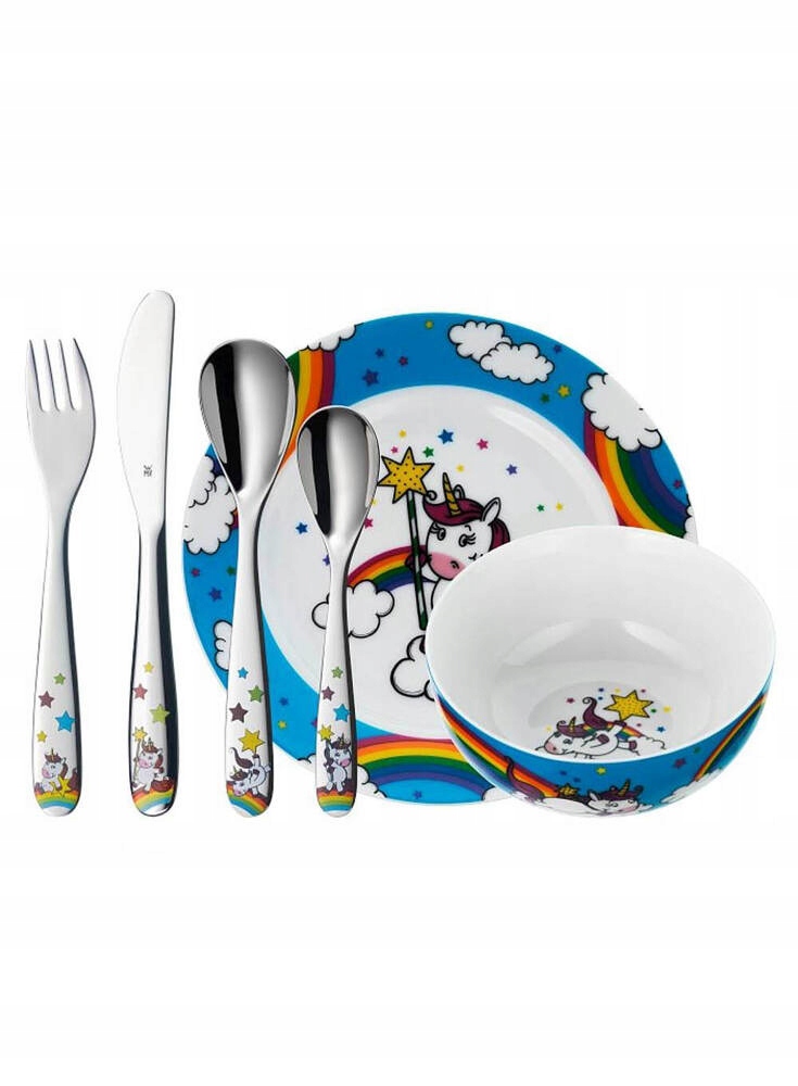 Detský komplet miska a tanier s príborom Wmf 6 prvkov unicorn