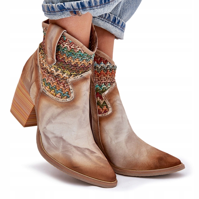 Kotníkové Boty Kovbojské Boty Na Podpatku S Pleteninou Maciejka 06810-29 Multicolor 41