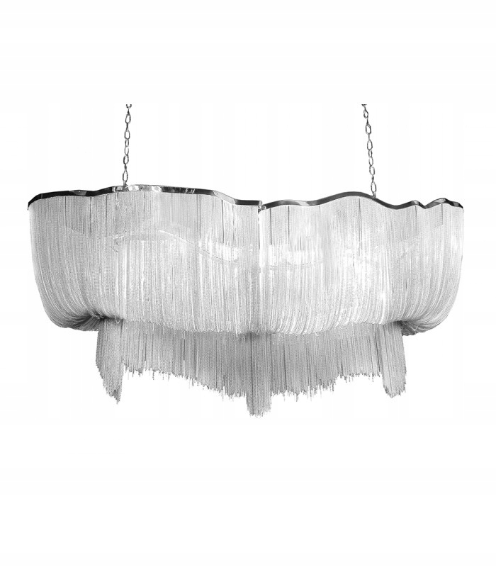 Lampa wisząca Atlanta Long z aluminium i stalowymi łańcuchami