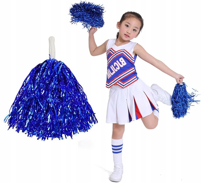 Pompon CZIRLIDERKA pompony CHEERLEADERKI strój NIEBIESKI