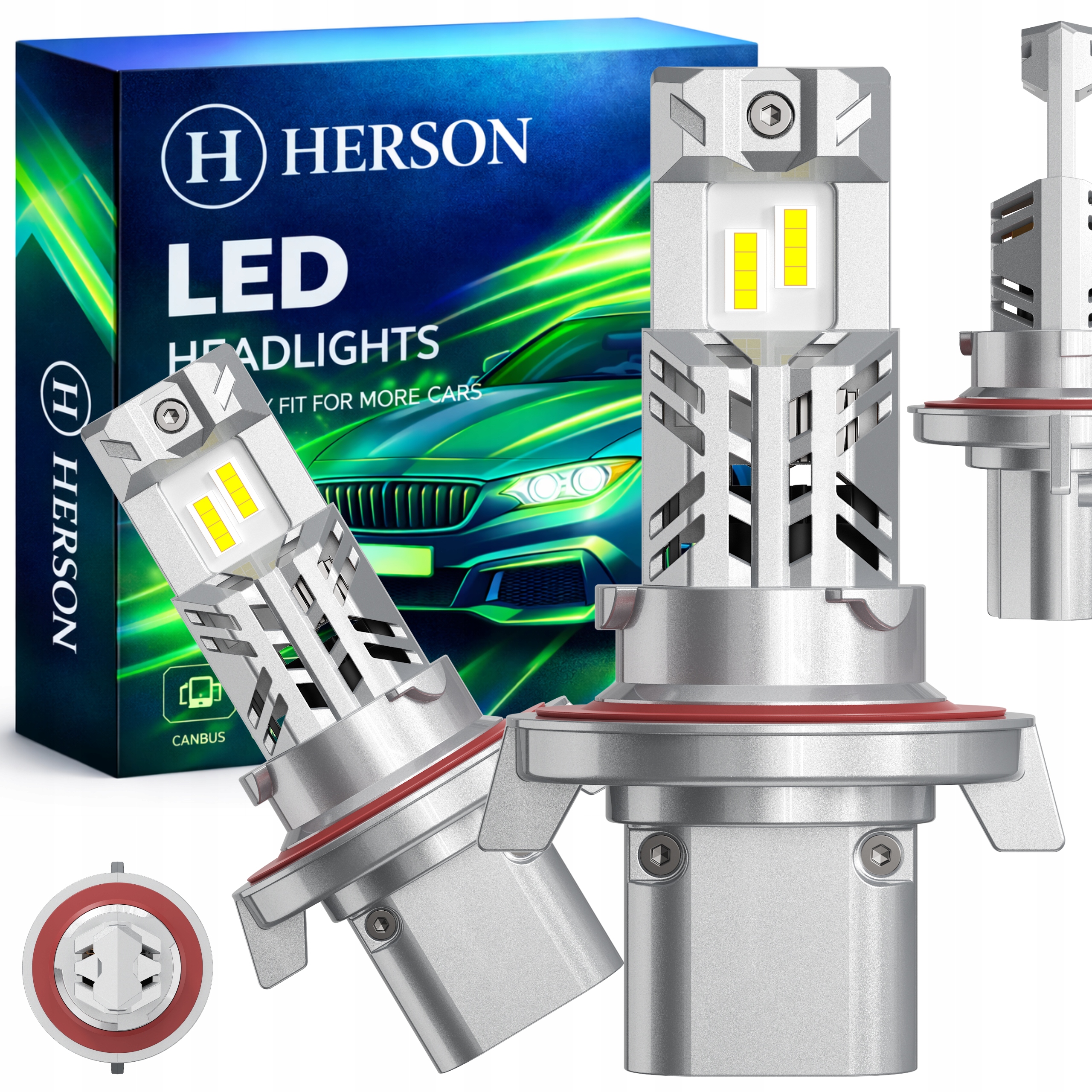 Žárovky H13 12V Led Homologace Jasné Silné Světlo Canbus 100W Led