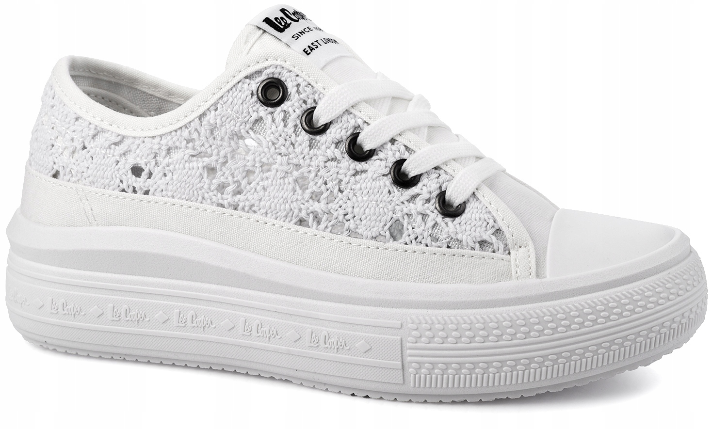 Damskie białe koronkowe trampki Lee Cooper na platformie r. 39