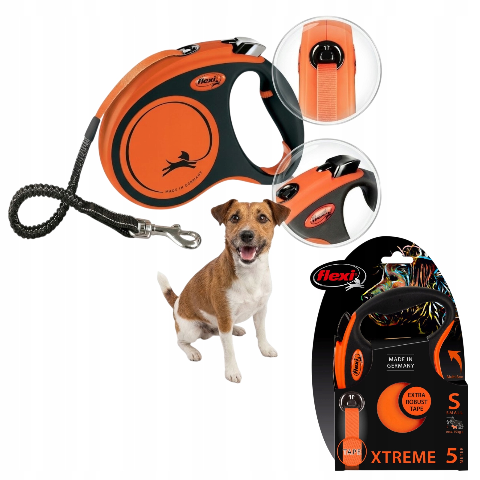 Smycz Automatyczna Amortyzator Wytrzymała Taśma S 5m Mały Pies do 20kg