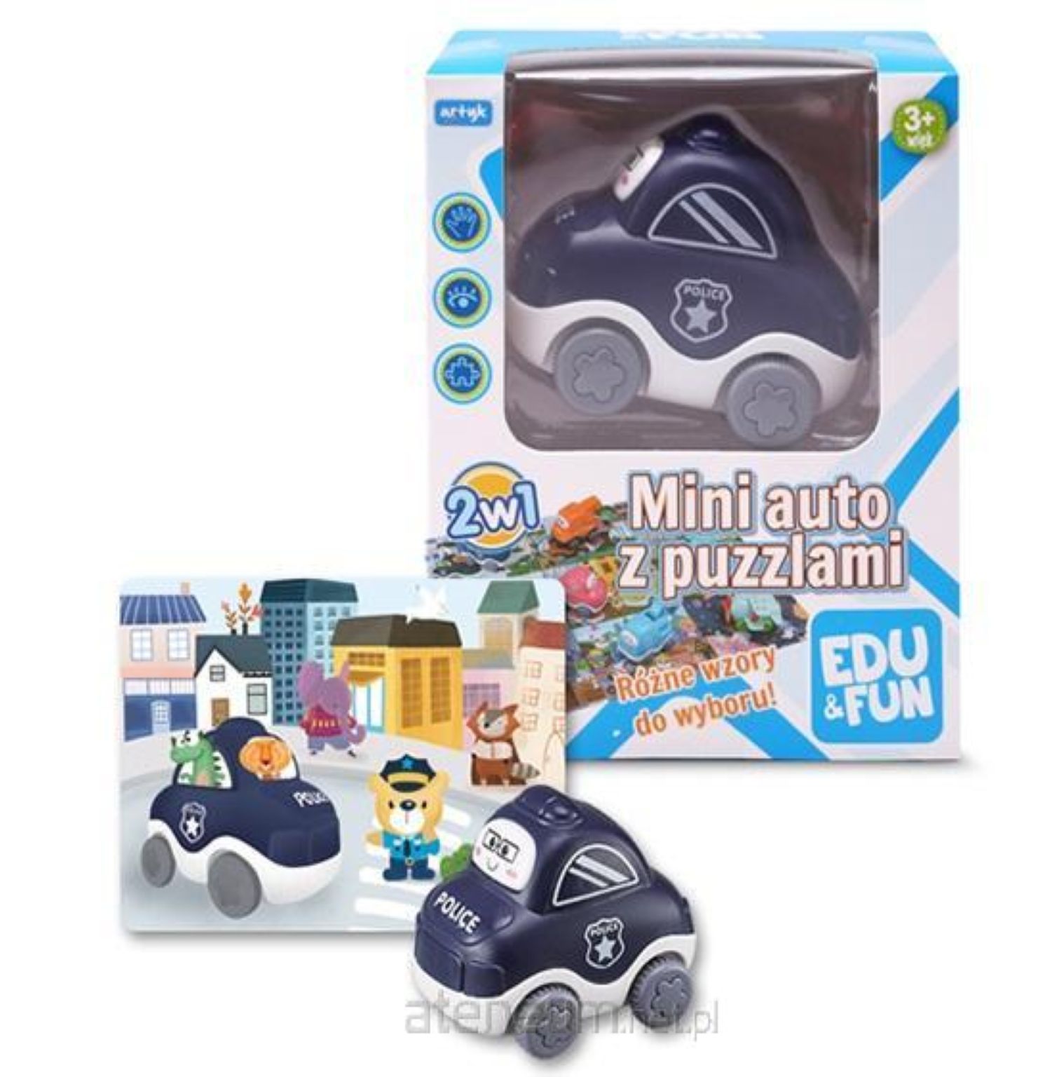 MINI AUTO Z PUZZLAMI POLICJA EDU+FUN