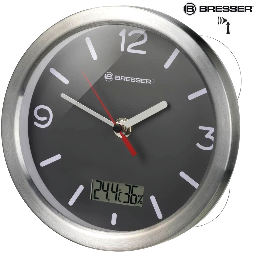 ZEGAR STEROWANY RADIOWO DO ŁAZIENKI KUCHNI RADIOWY DCF77 Bresser Germany Kod producenta BRSP80201160