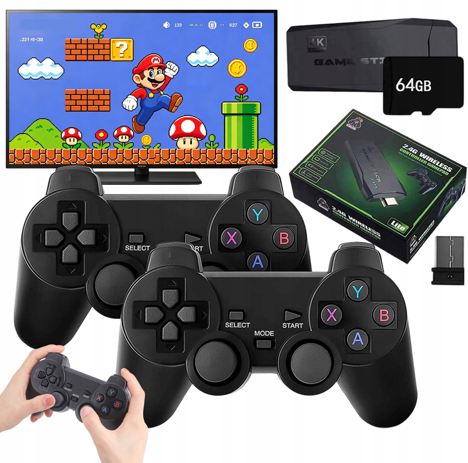 Konsola Gra Telewizyjna Tv Mini Retro Hdmi Bezprzewodowa Dwa Pady 20000 Gry