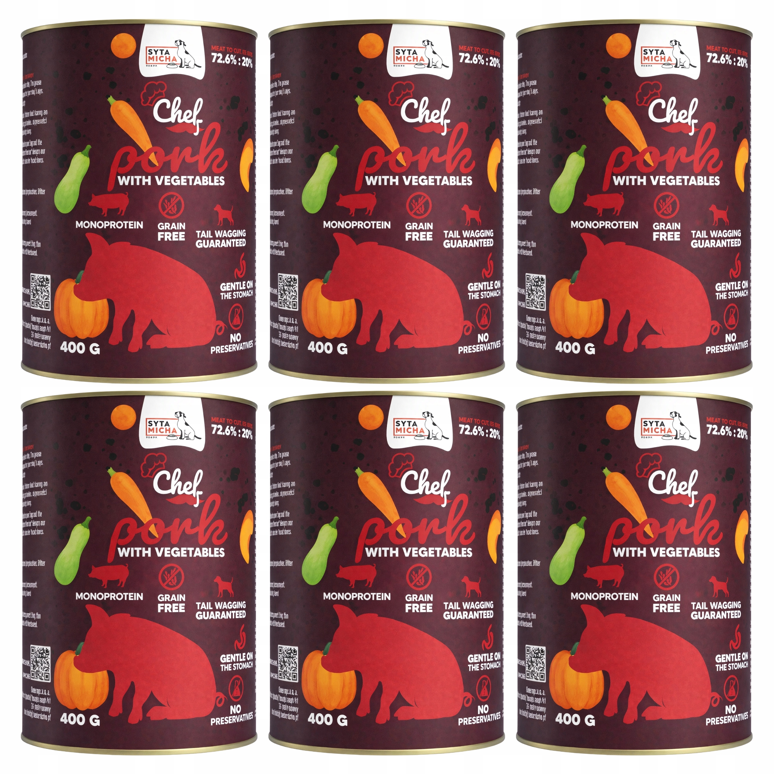 Levně Syta Micha Chef krmivo pro psy vepřové maso se zeleninou 6 x 400 g