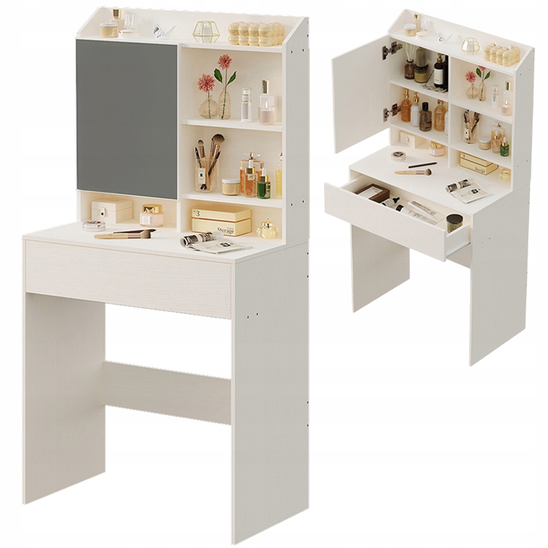 NOWOCZESNA TOALETKA KOSMETYCZNA OTWIERANYM LUSTREM LOFT SZUFLADA GLAMOUR