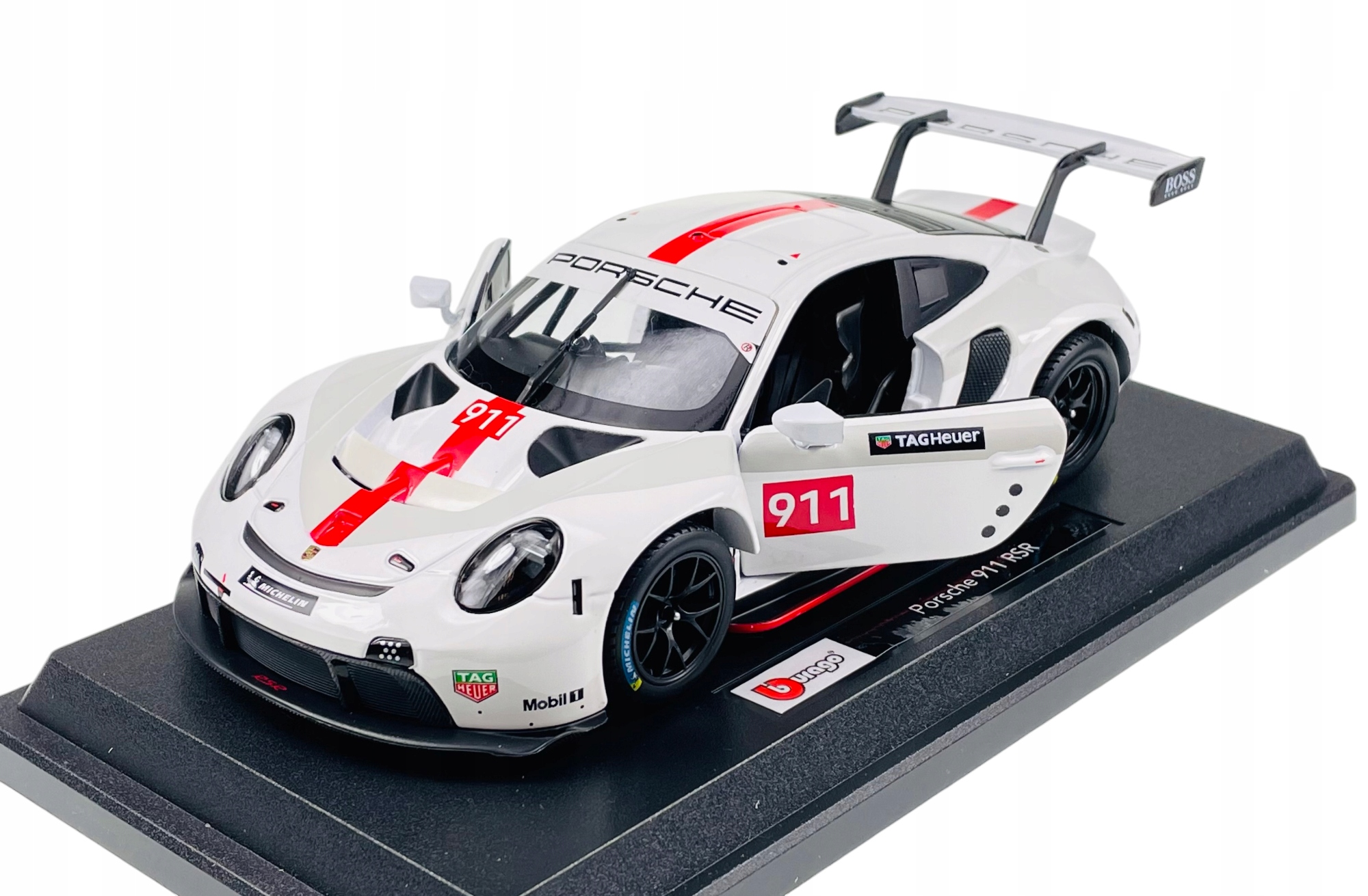 Bburago Porsche 911 Rsr Biały 1:24 Nowy Metalowy Model 28013