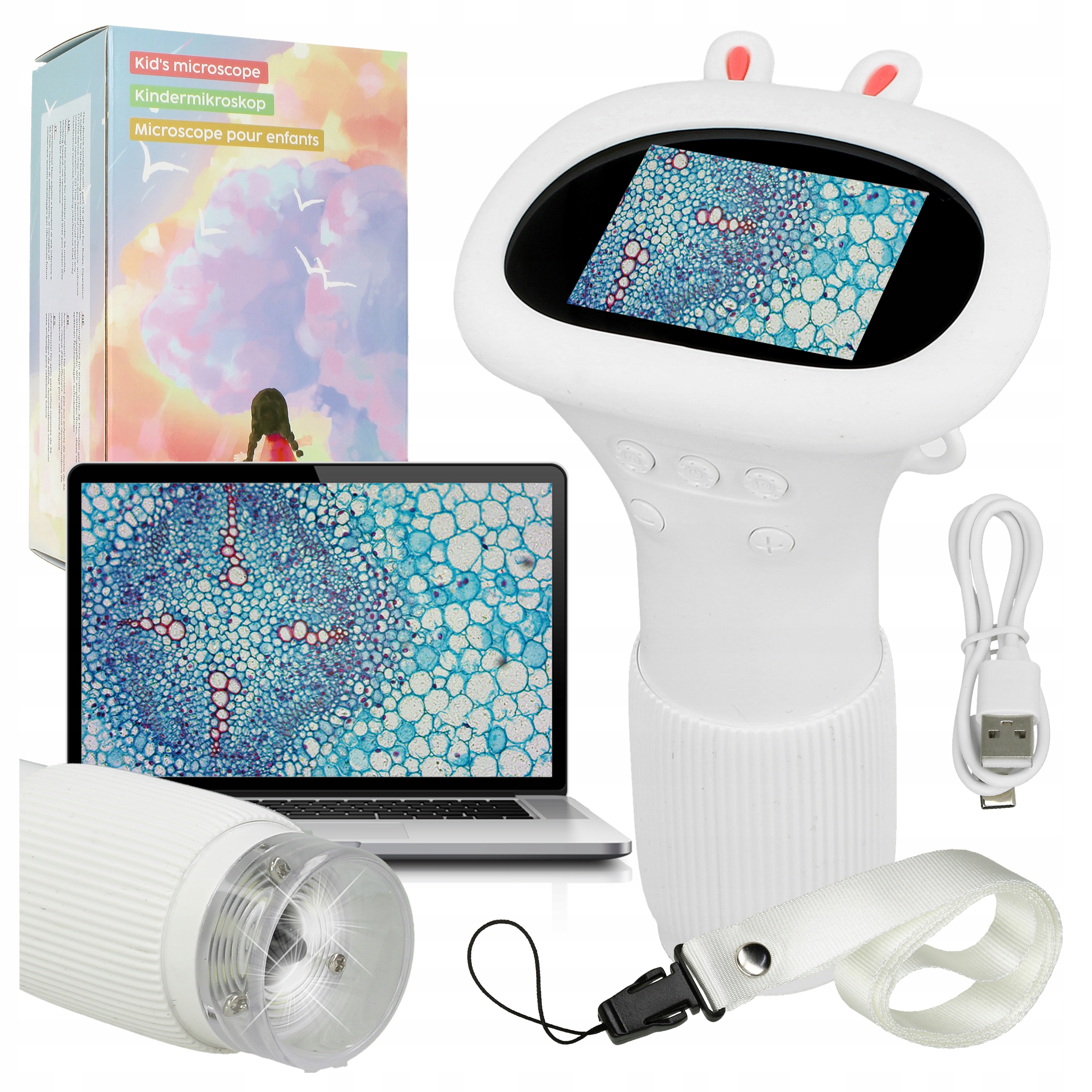 Mini Digitální Mikroskop 8x Led Hd Usb Přiblížení Zoom 1000x Pro Děti