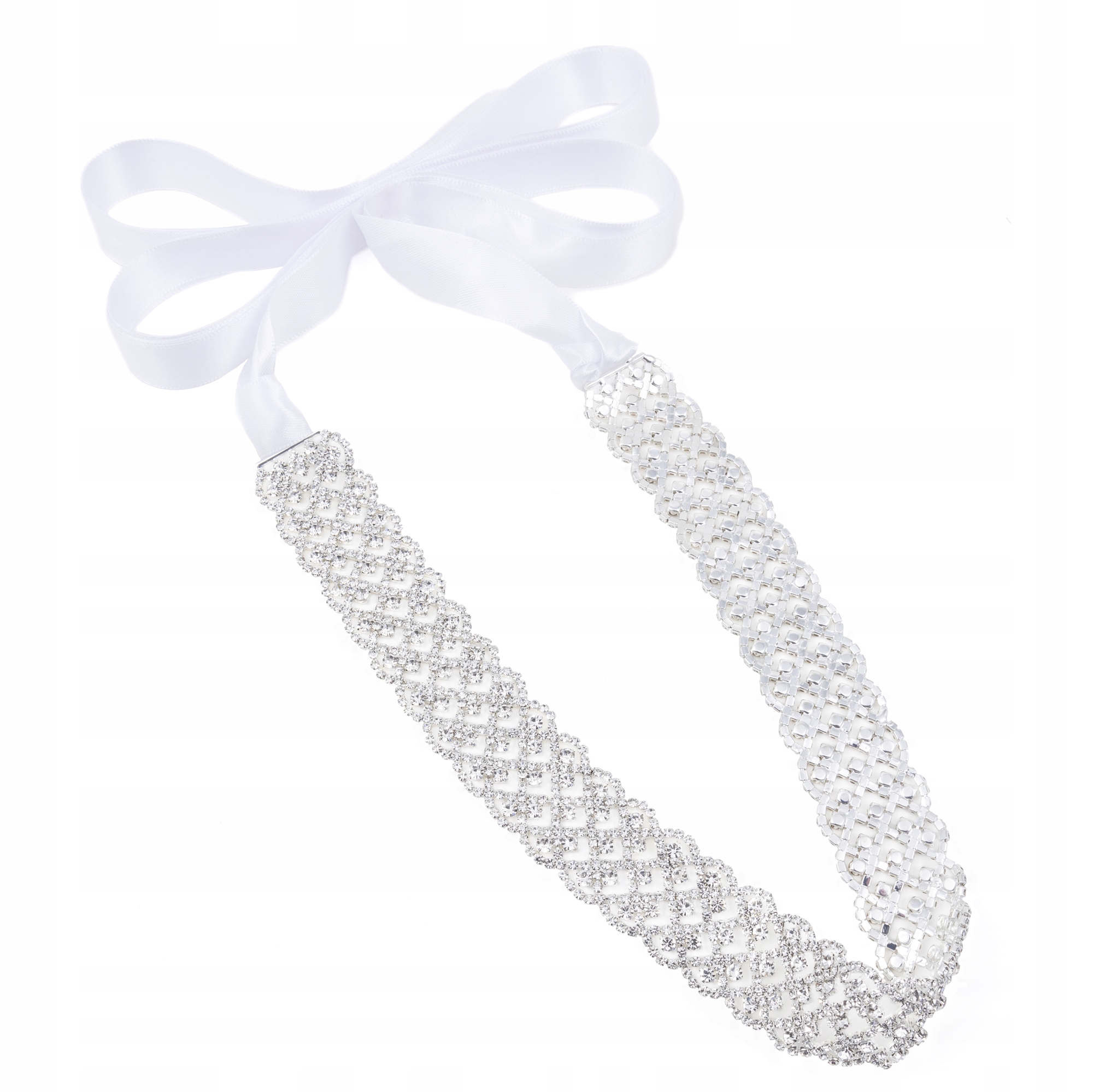 Pasek do sukienki Cyrkonie ślub wesele srebrny