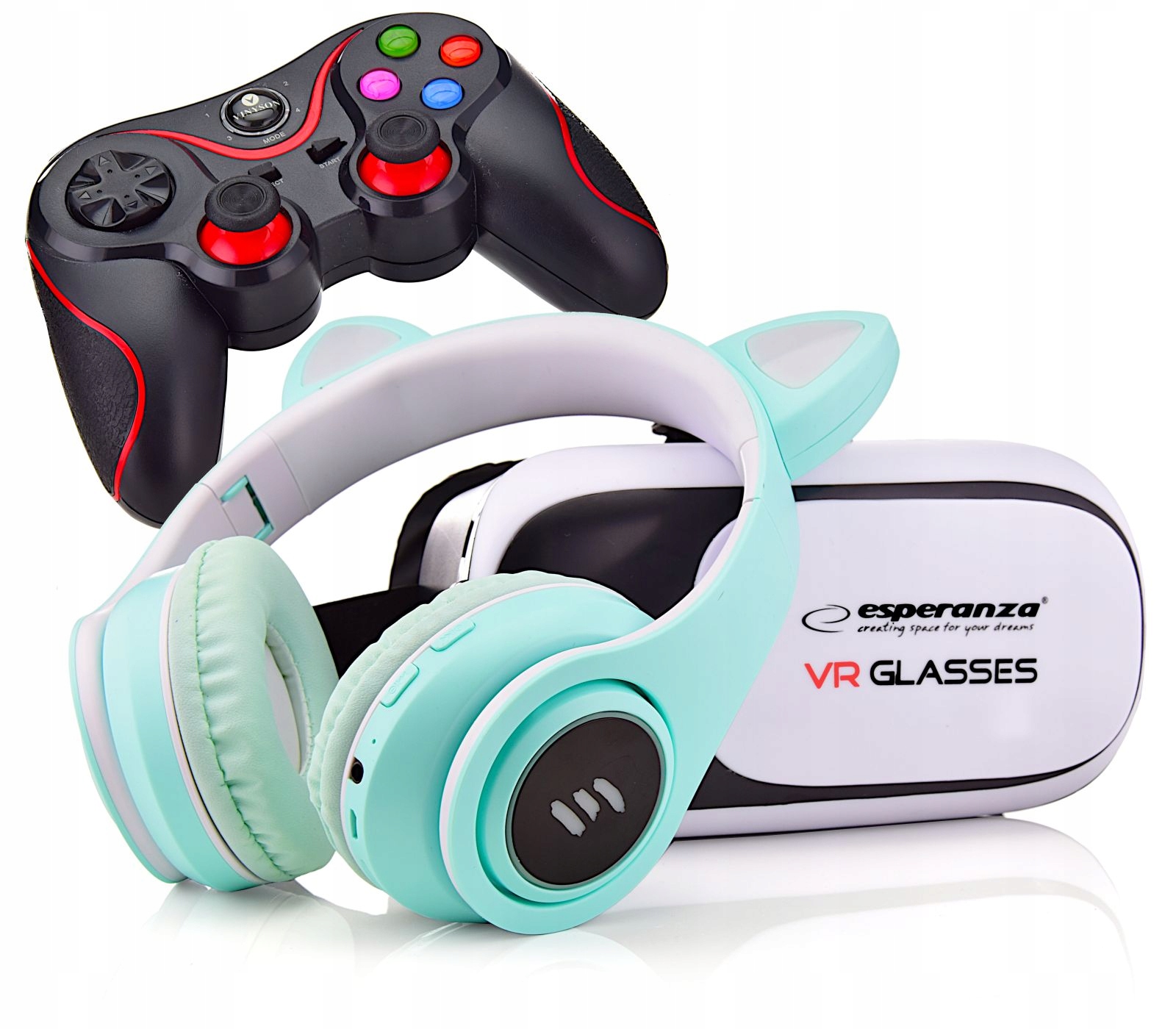 OKULARY VR + PILOT BLUETOOTH zestaw z słuchawkami