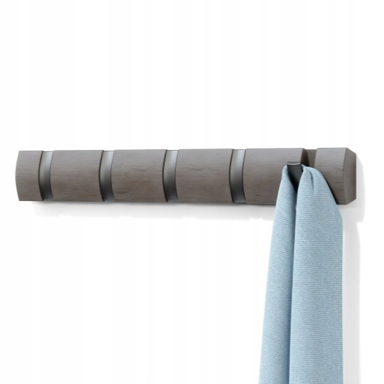 Nástěnný věšák šedý do předsíně, ložnice na oblečení, bundy Flip 5