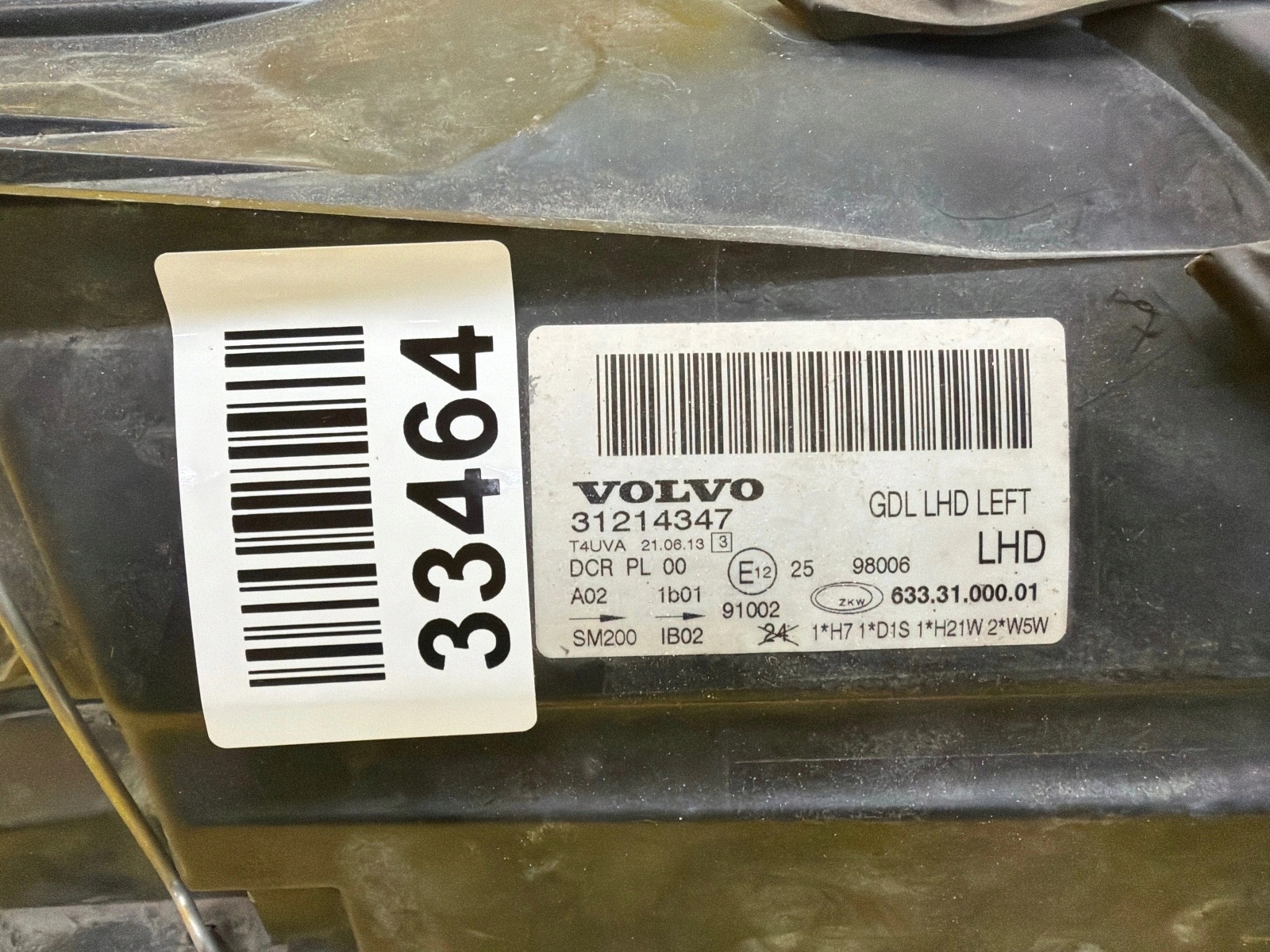 light left Volvo V70 III S80 II Xenon non-setting 31214347