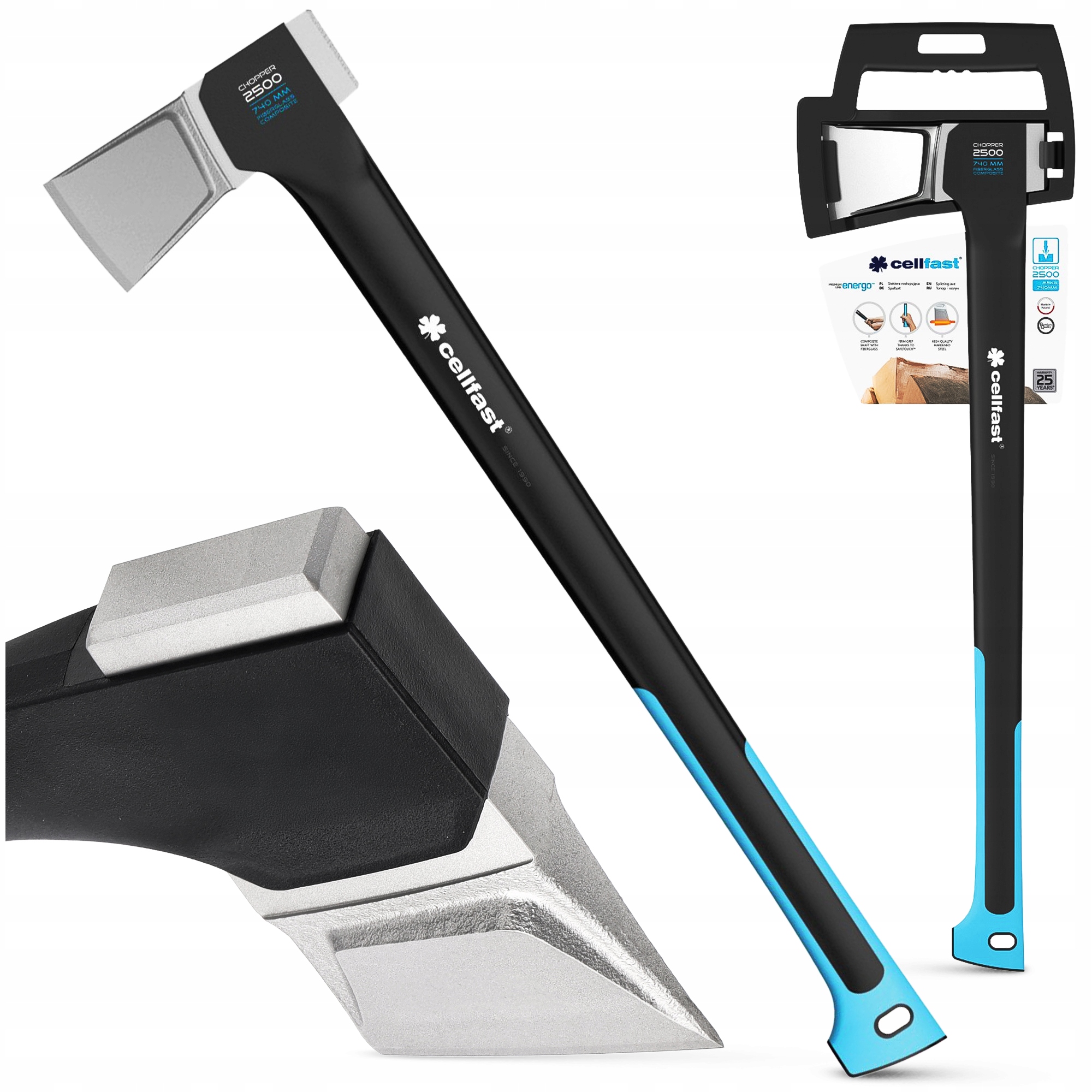 Štiepacia Sekera na drevo Cellfast C2500, Výkonná, Vyvážená, 74 cm