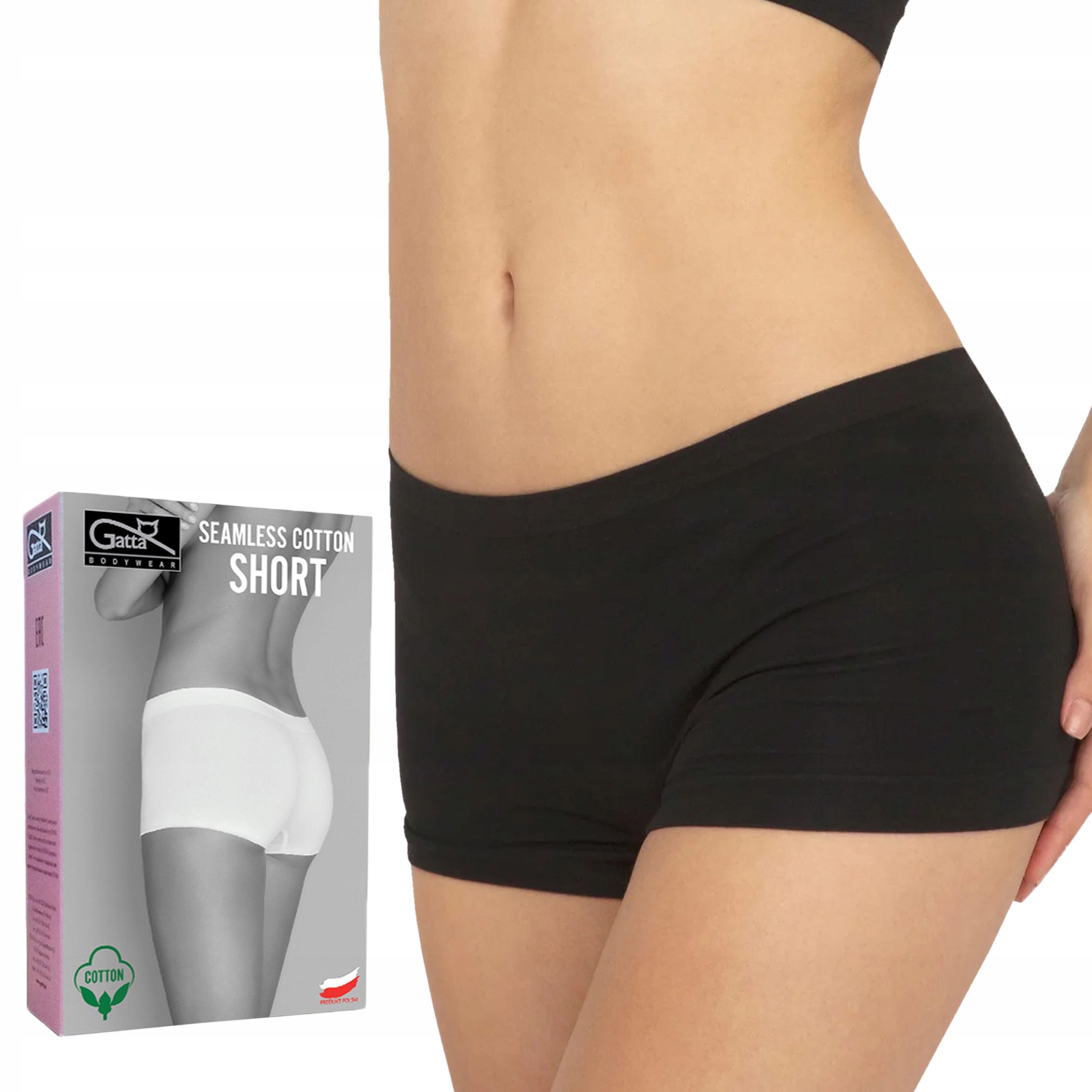 

Majtki Gatta Short, bezszwowe, bawełna, czarny, L