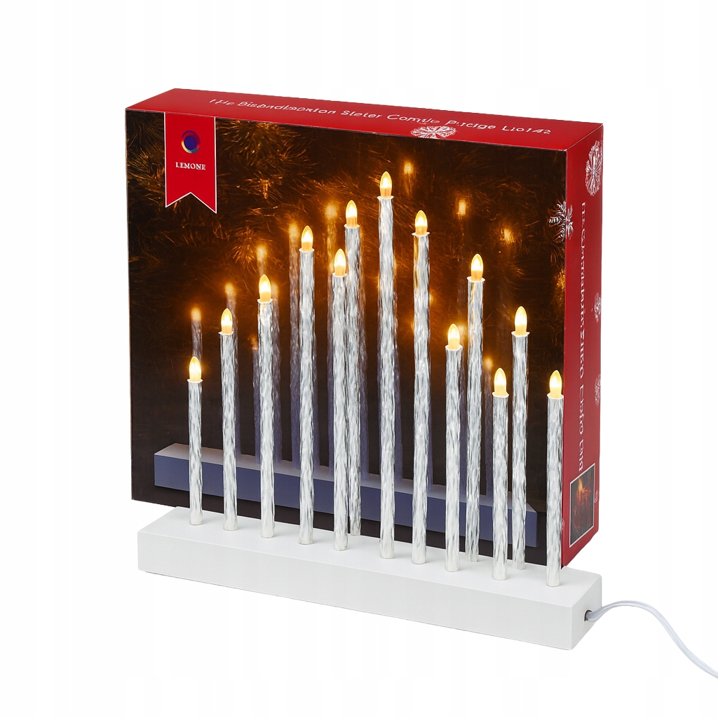 ELEGANCKI ŚWIECZNIK ADWENTOWY DREWNO 17 ŚWIEC LED DO PRĄDU BIAŁY CIEPŁY Marka bez marki