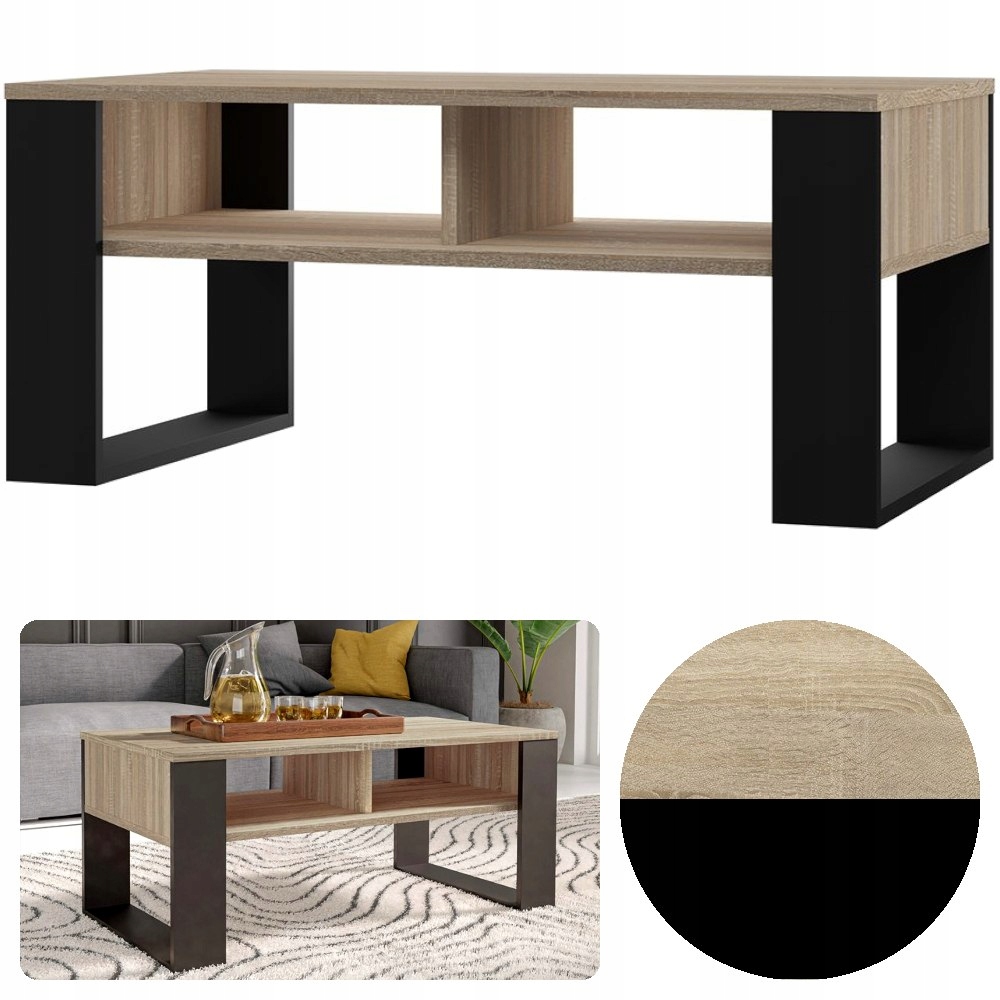 

Stolik Kawowy Ława Modern 2P Sonoma Czerń 58x90 CM