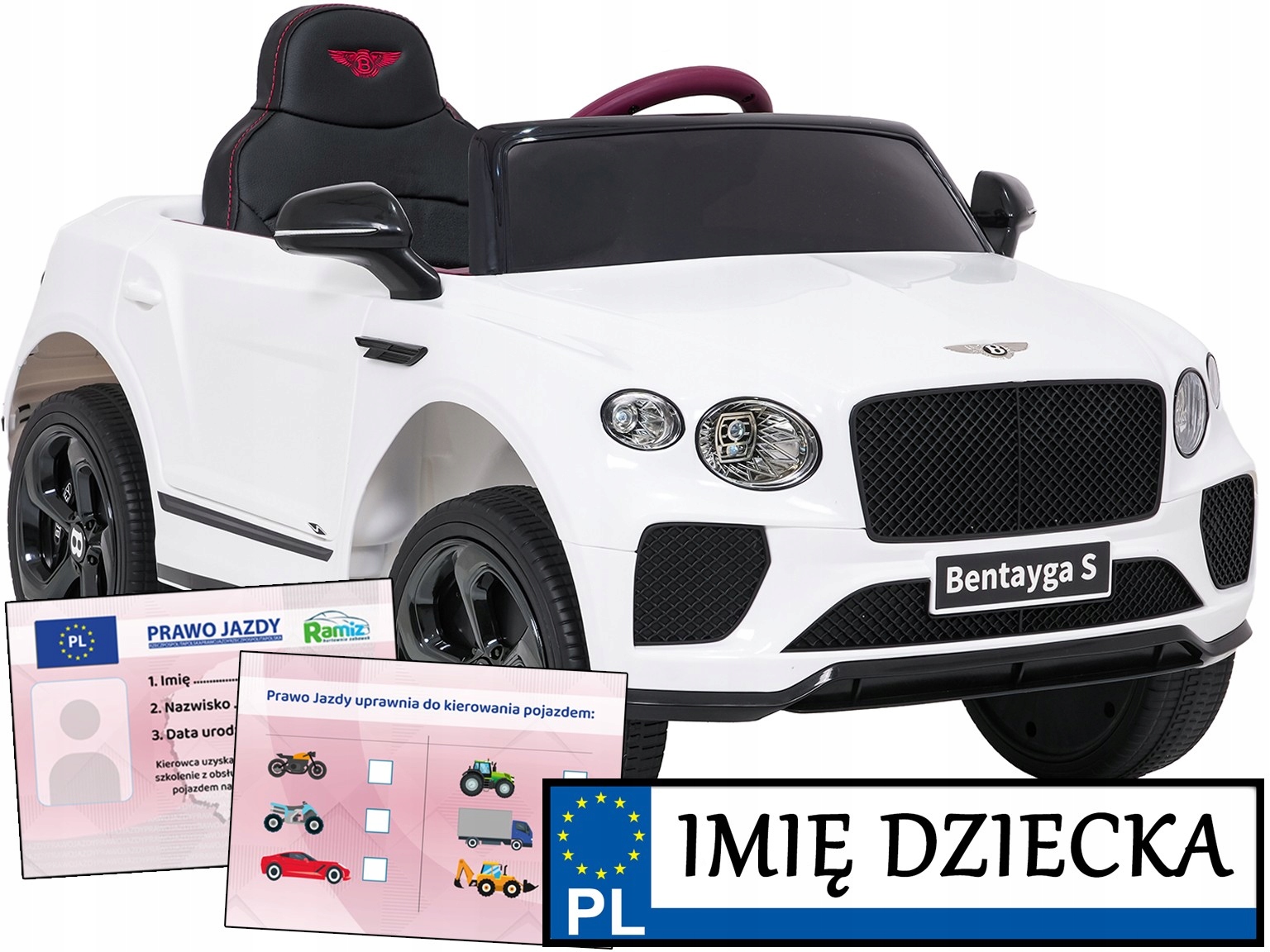 auto na akumulator dla dzieci Bentley Bentayga S piankowe koła Tablica Imię