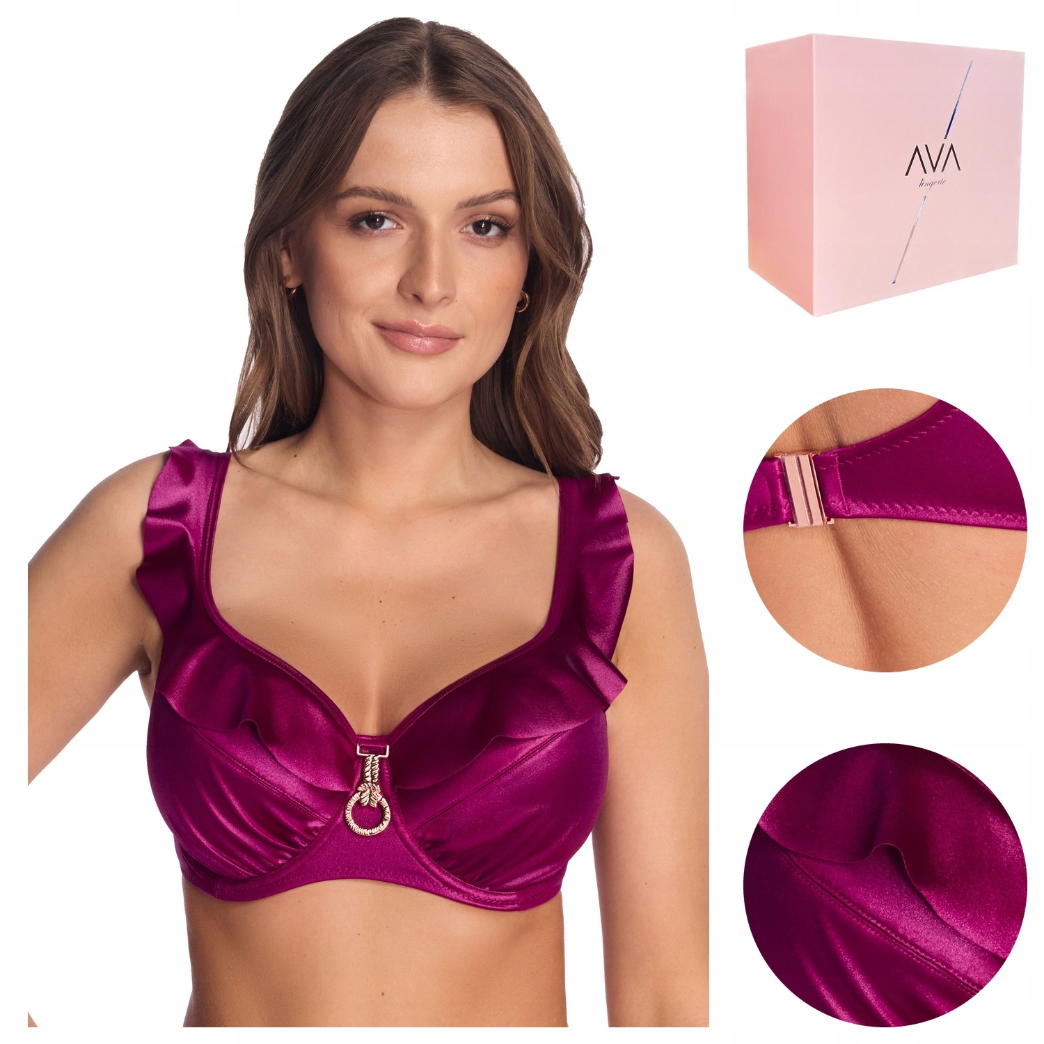 Plavková podprsenka Ava Sk 249 magenta plus měkká růžová 95G
