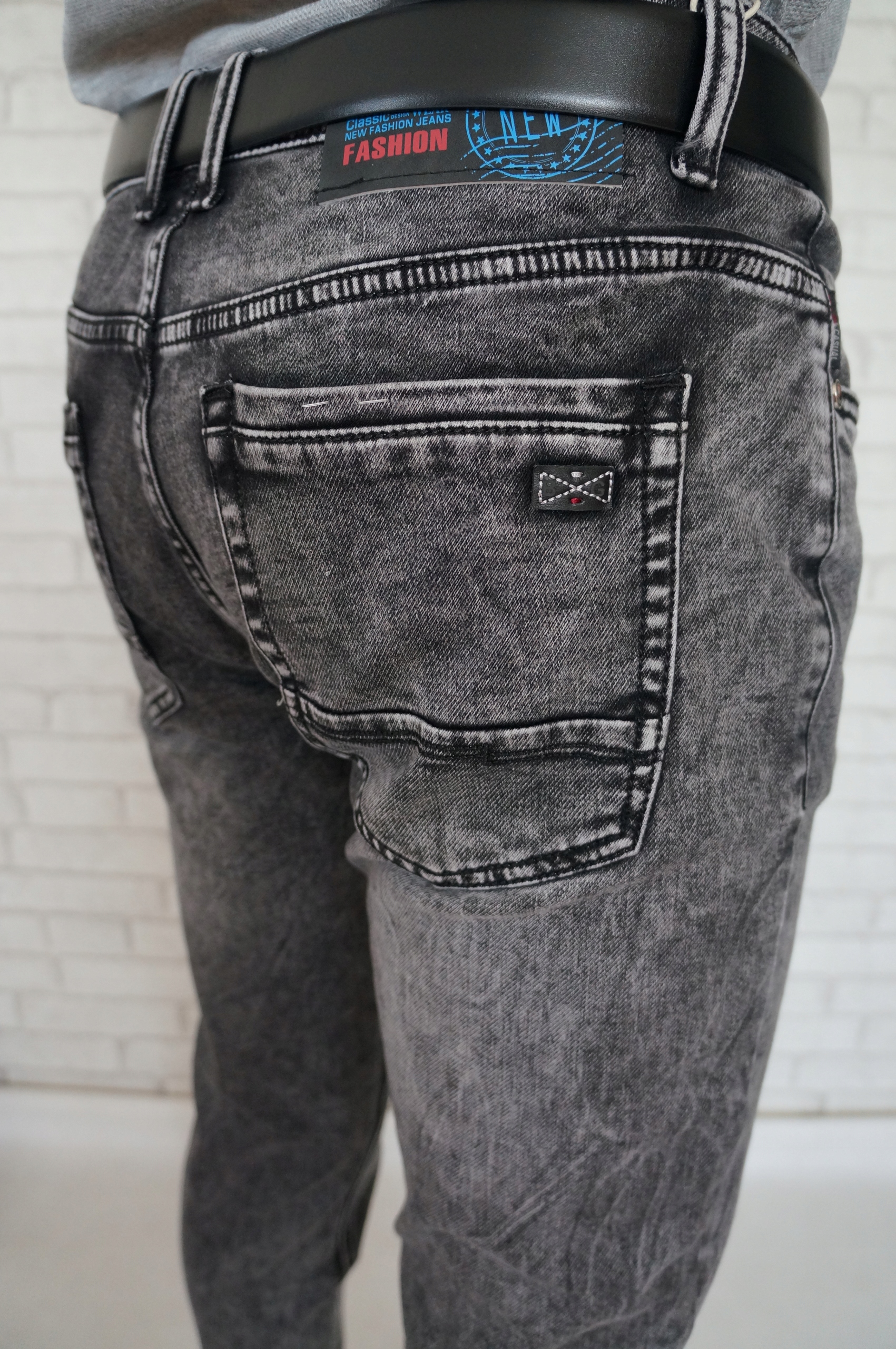 MĘSKIE SPODNIE JEANSY CZARNE SZARE W37 L32 Fason zwężane