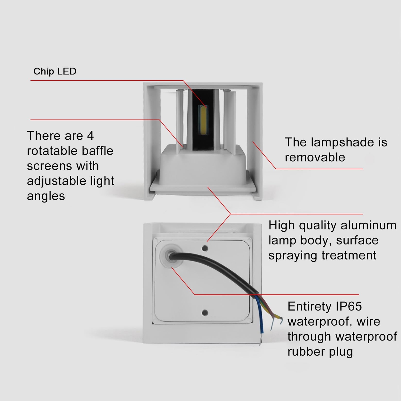 Lampa Ścienna LED Zewnętrzna Regulowany Kąt Biała Alu 2 Szt 6W IP65 FUPE — miniatura 6
